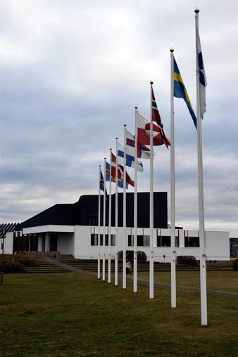 The flags of the Nordic countries next to each other