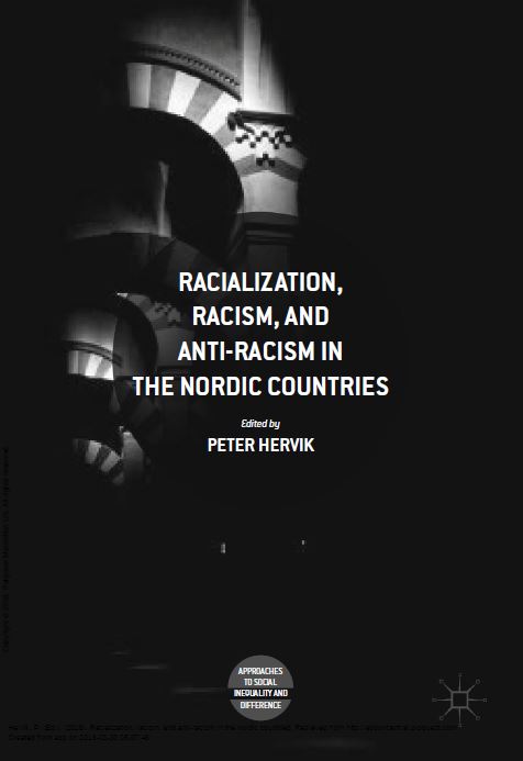 A dark black and white cover of the book called Racialization, Racism and Anti-Racism in the Nordic Countries