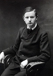 A black and white portrait of Carl Th. Dreyer sitting down. Circa 1915.