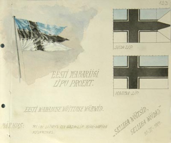 Old paper sketch of flags