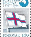 a postal stamp with the flag of the Faroe Islands. 
