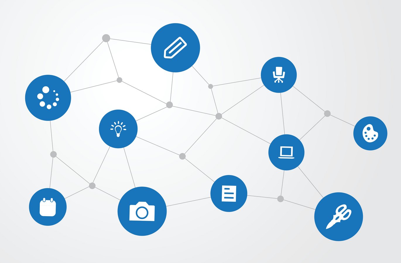 Abstract picture of icons that all represent forms of networking and connection