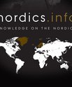The Knowledge on the Nordics logo from nordics info, depicting the world in white with the Nordic region highlighted in golden colours.
