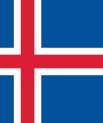 Iceland's flag in colours blue, white and red 