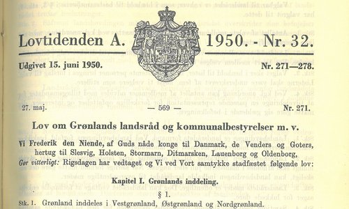 The Greenland Provincial Council Act from 1950 nr. 32