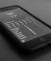 Black and white photo of a smart phone screen