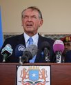 Jan Eliasson in the capacity of United Nations Deputy Secretary-General, holding a speach in Somalia.
