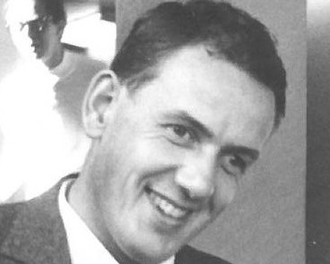 Black and white portrait photograph of young Bengt smiling.