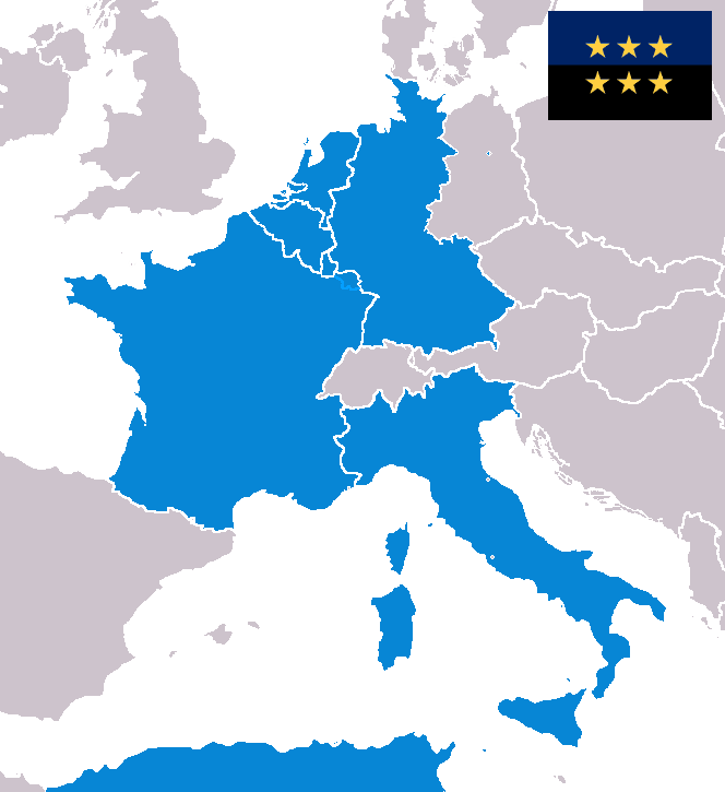 Map showing the founding countries of the European Coal and Steel Community in 1951