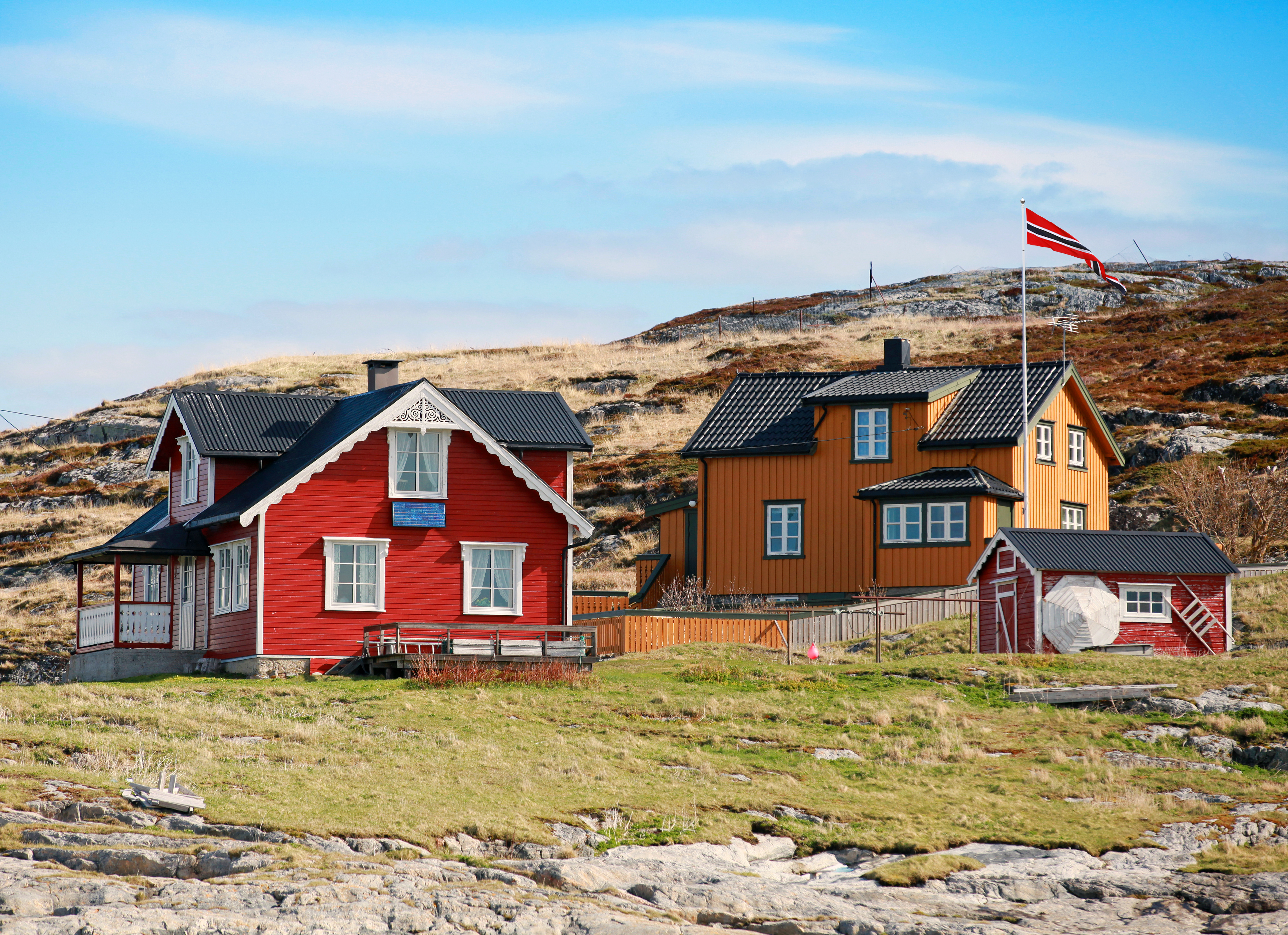 Two Norwegian 'hytter' during the summer months