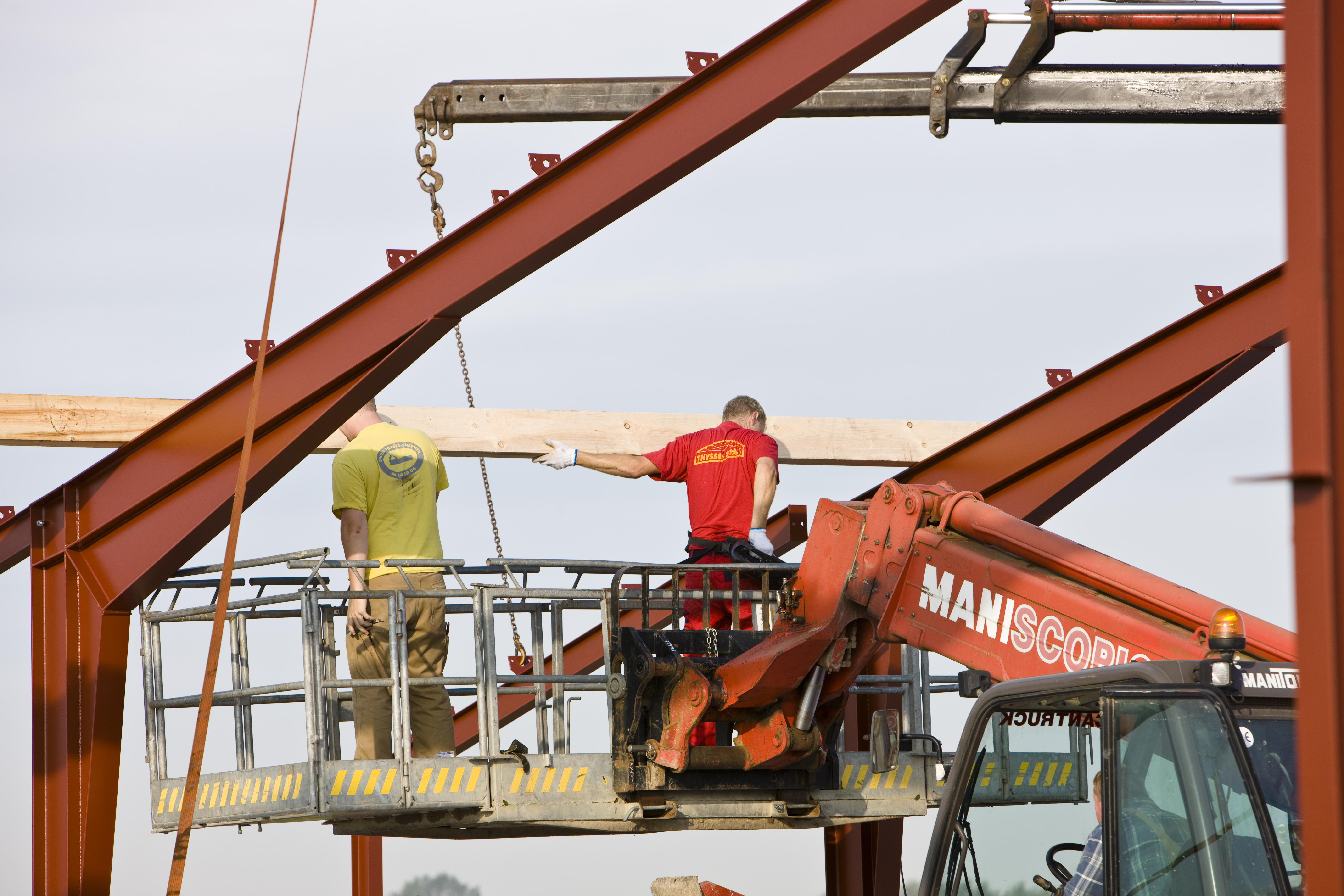 A construction site with a worker