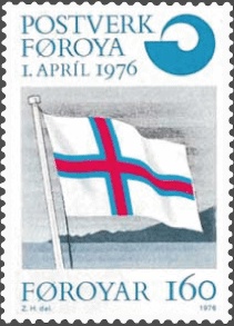 a postal stamp with the flag of the Faroe Islands. 