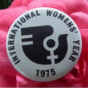 Badge designed for International Women's Year 1975