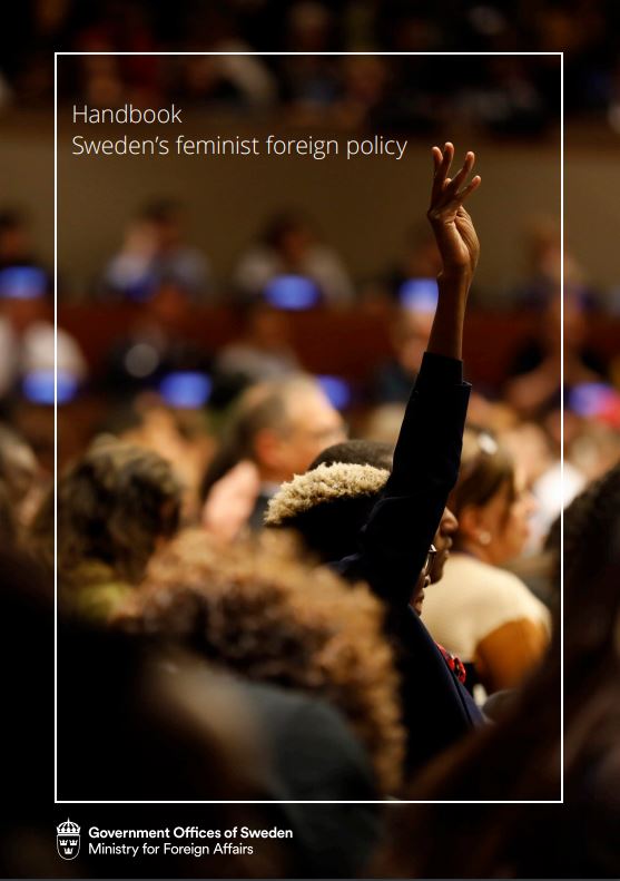 The cover of the official handbook to Sweden's feminist foreign policy, published by the Swedish Ministry of Foreign Affairs in 2019.