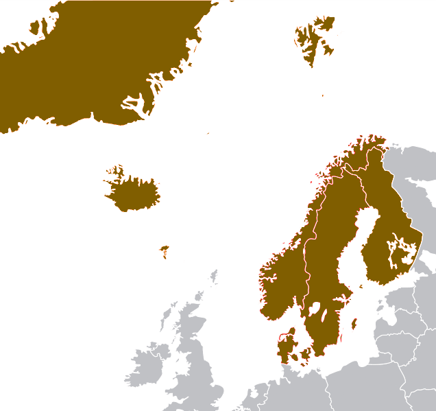 Map of the nordic region